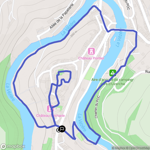 Uzerche : carte du parcours de randonnée - France