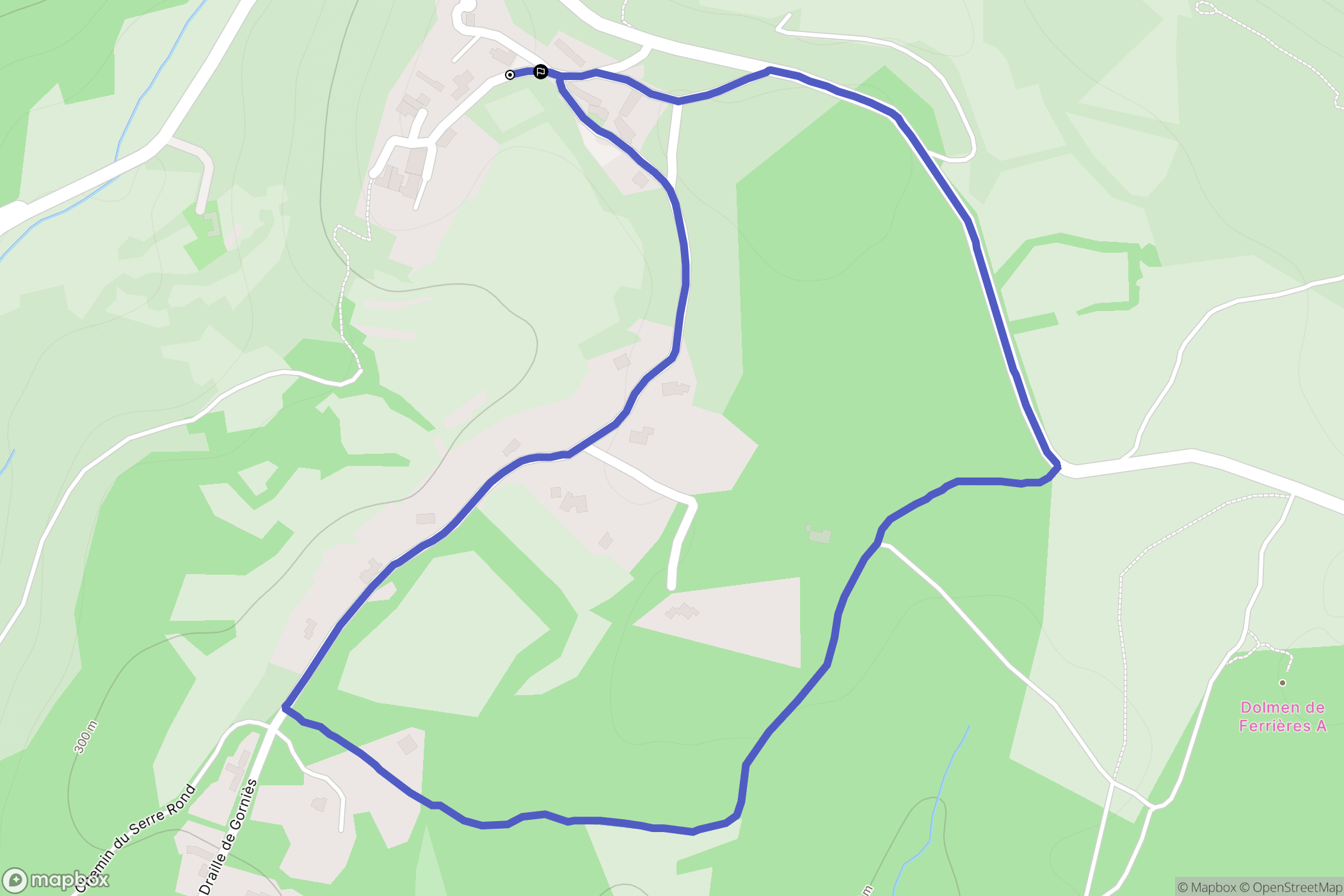 Ferrières-les-Verreries : carte du parcours de randonnée - France