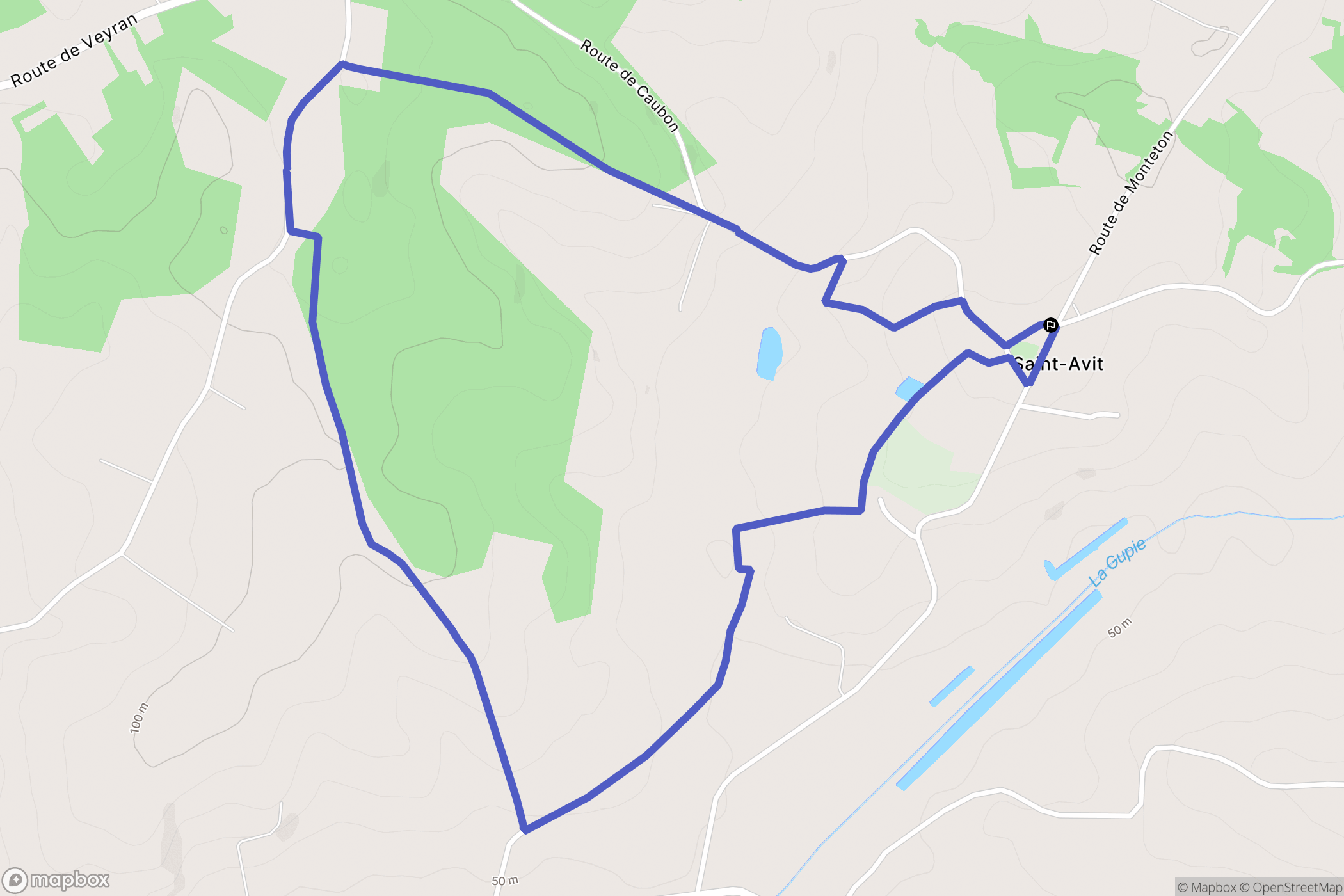 Saint-Avit : carte du parcours de randonnée - France