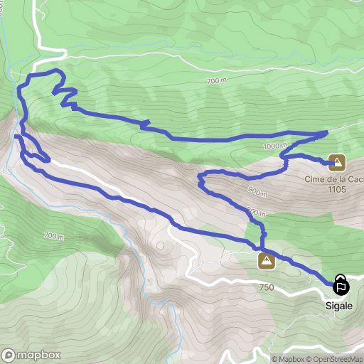 Sigale : carte du parcours de randonnée - France