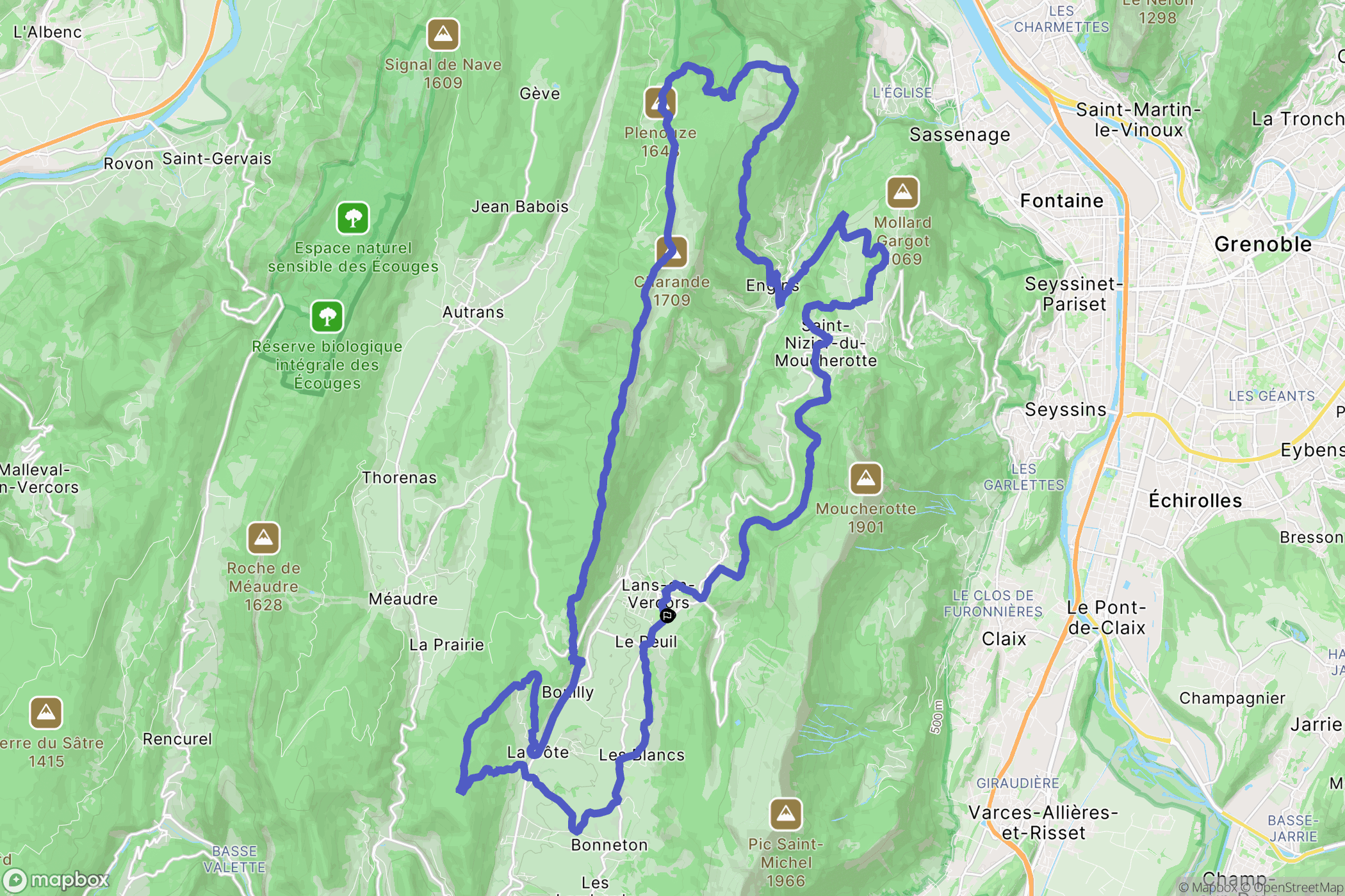 Lans-en-Vercors : carte du parcours de randonnée - France