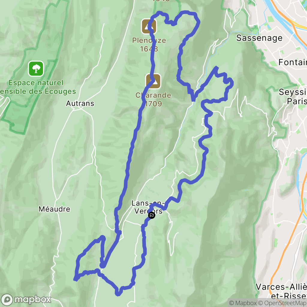 Lans-en-Vercors : carte du parcours de randonnée - France