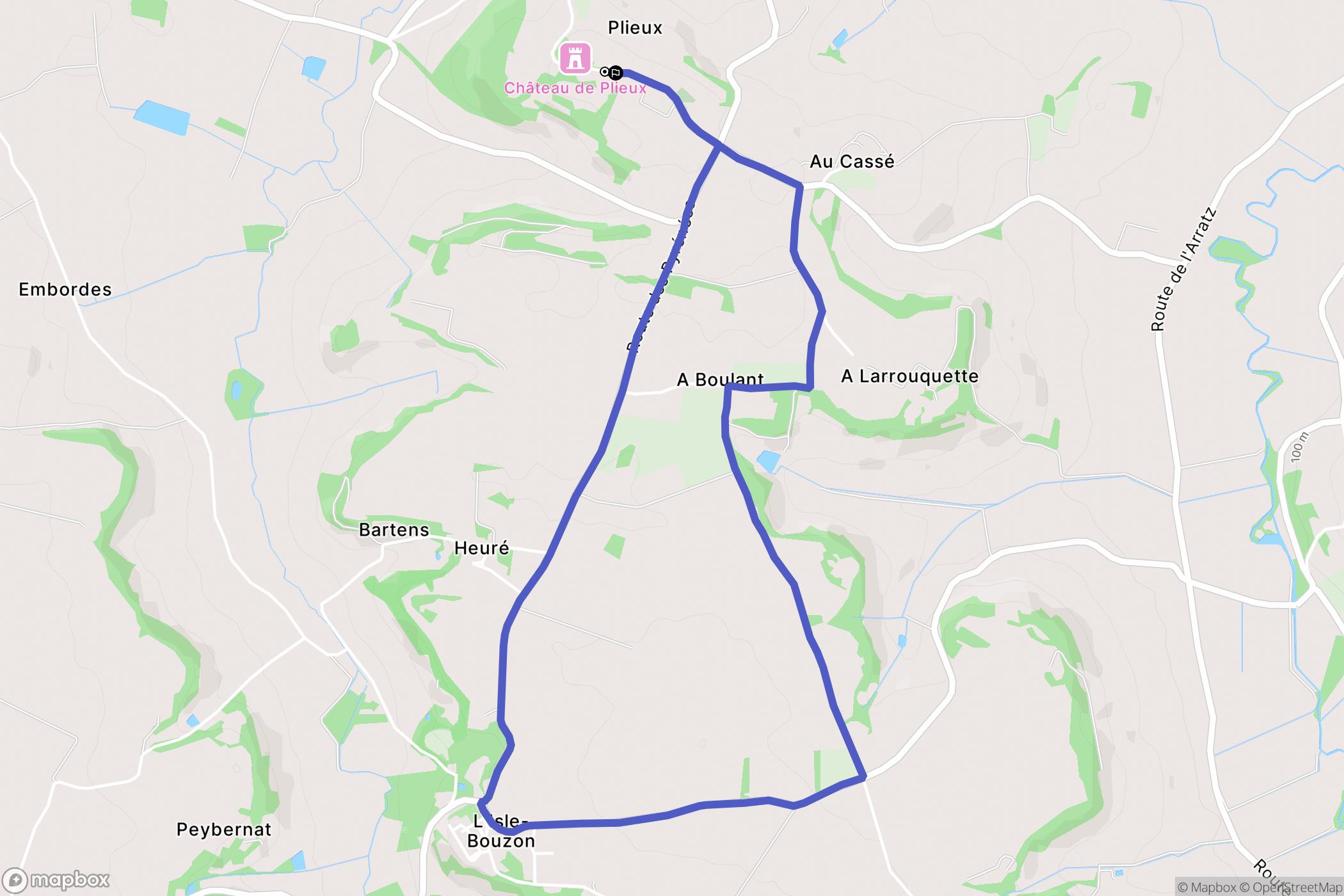 Plieux : carte du parcours de randonnée - France