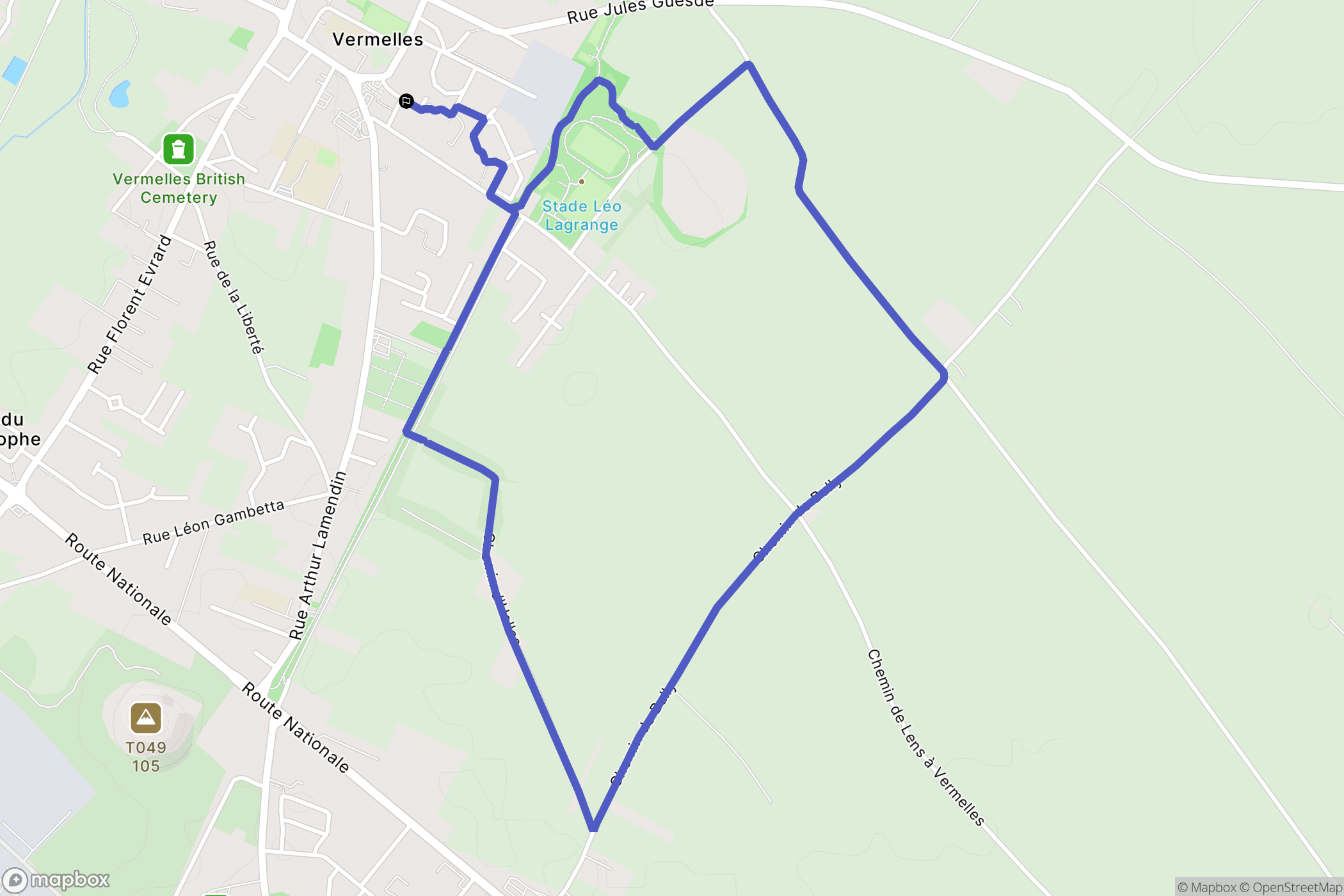 Vermelles : carte du parcours de randonnée - France