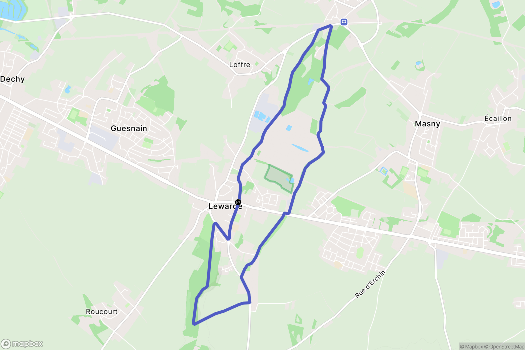 Lewarde : carte du parcours de randonnée - France