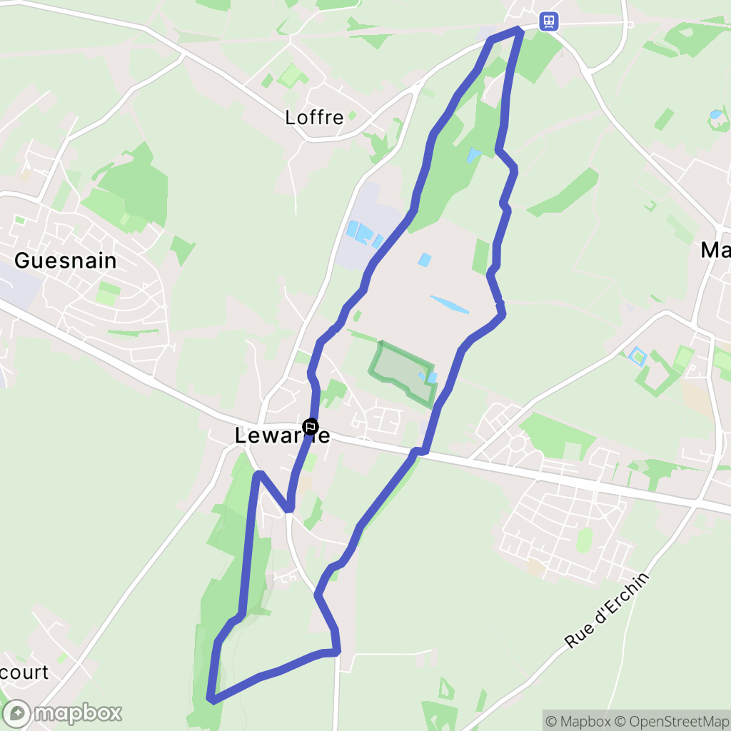 Lewarde : carte du parcours de randonnée - France