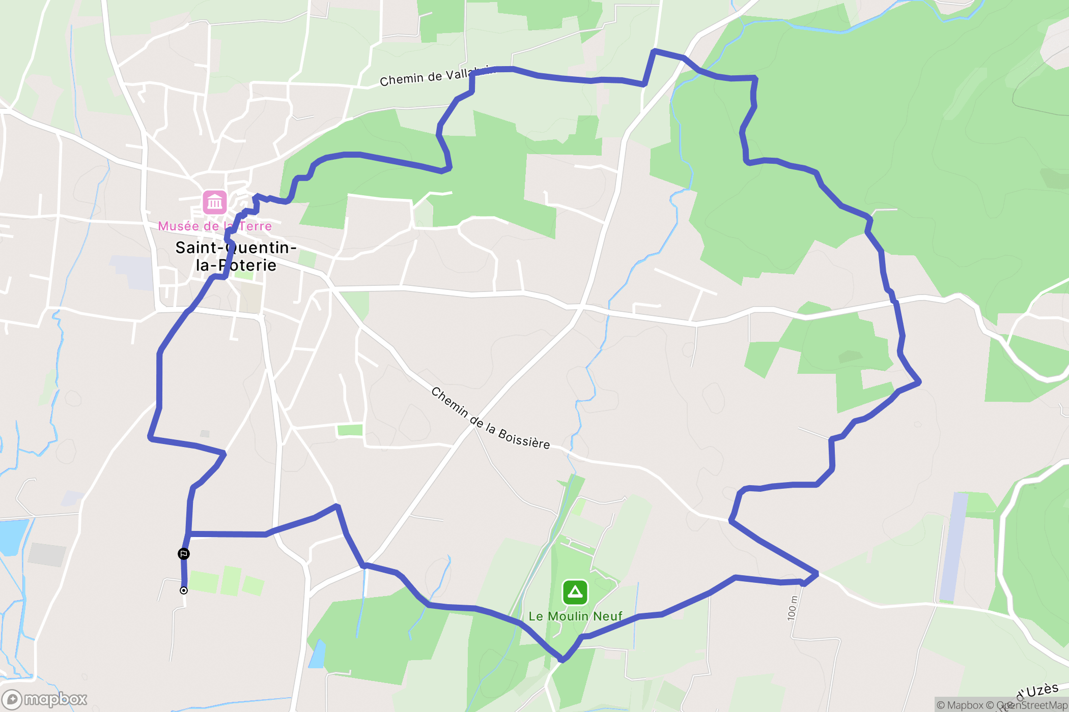 Saint-Quentin-la-Poterie : carte du parcours de randonnée - France