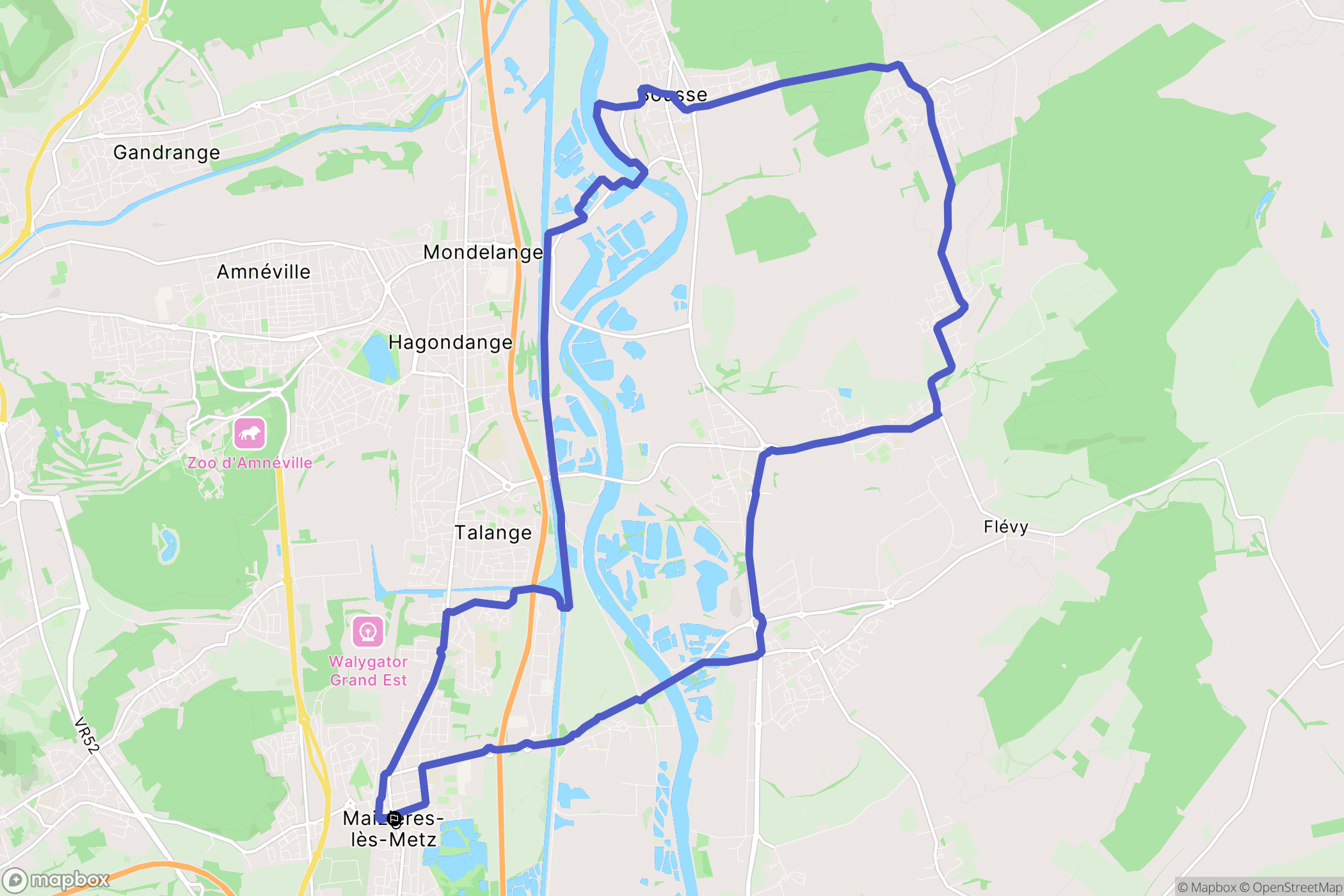 Maizières-lès-Metz : carte du parcours de randonnée - France