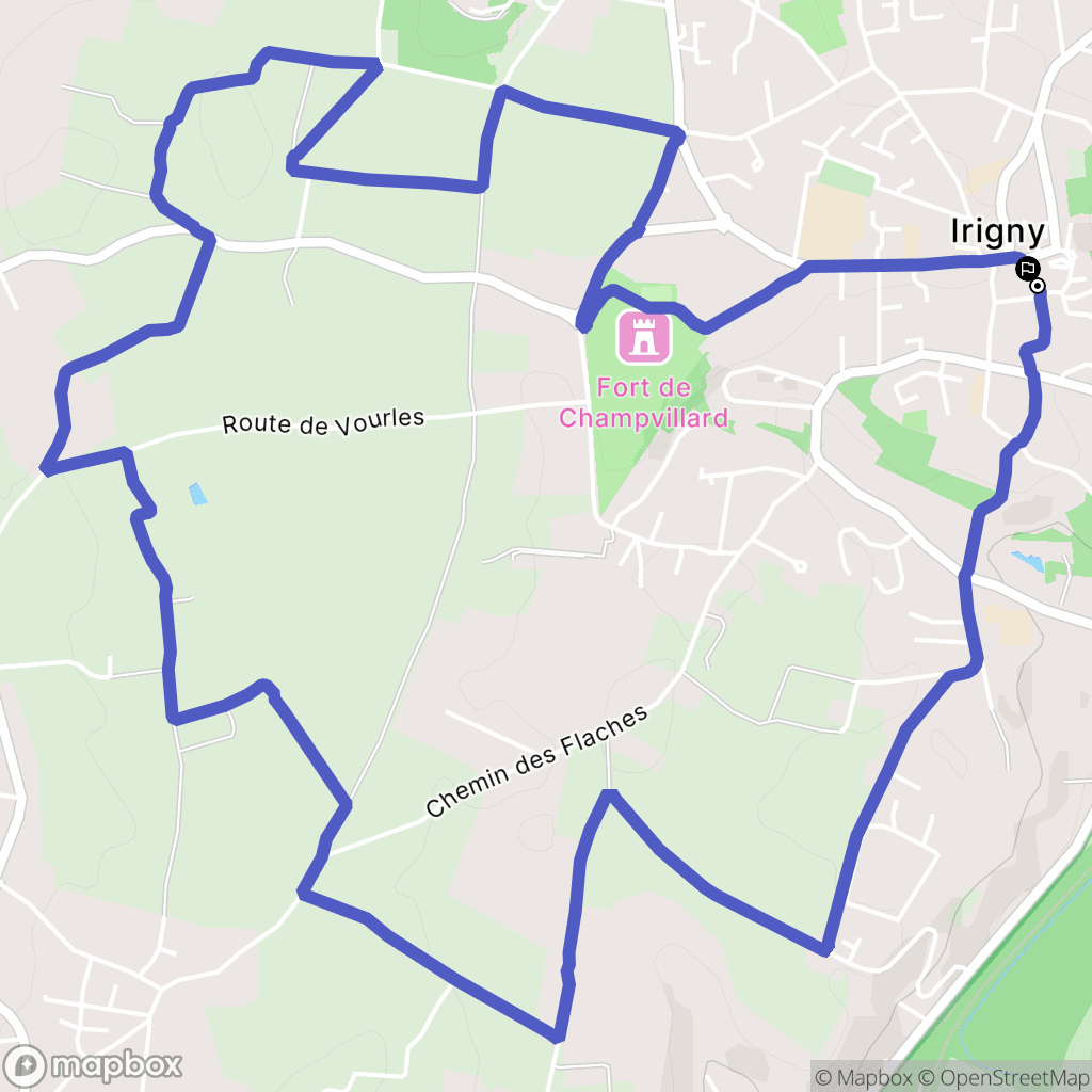 Irigny : carte du parcours de randonnée - France