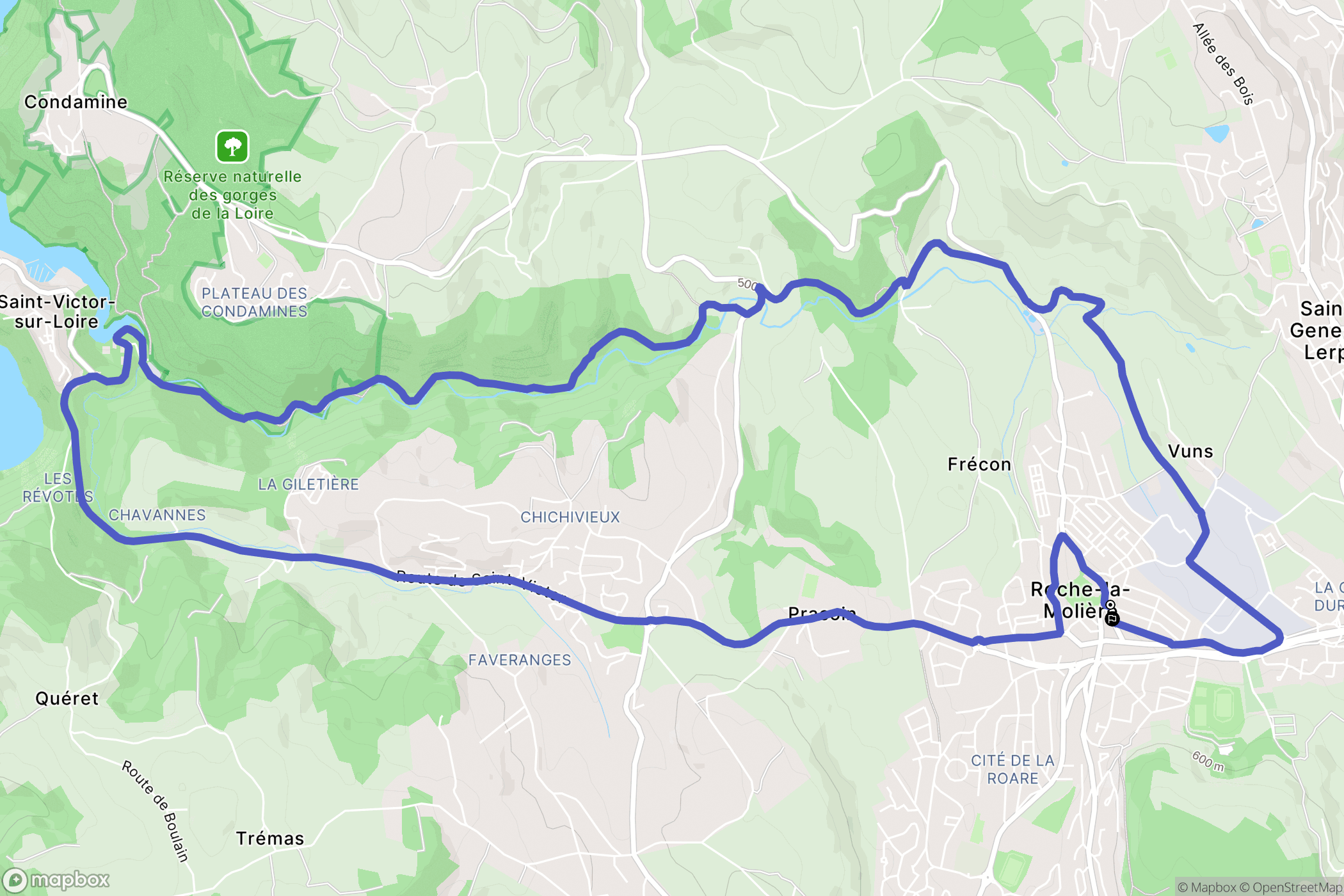 Roche-la-Molière : carte du parcours de randonnée - France