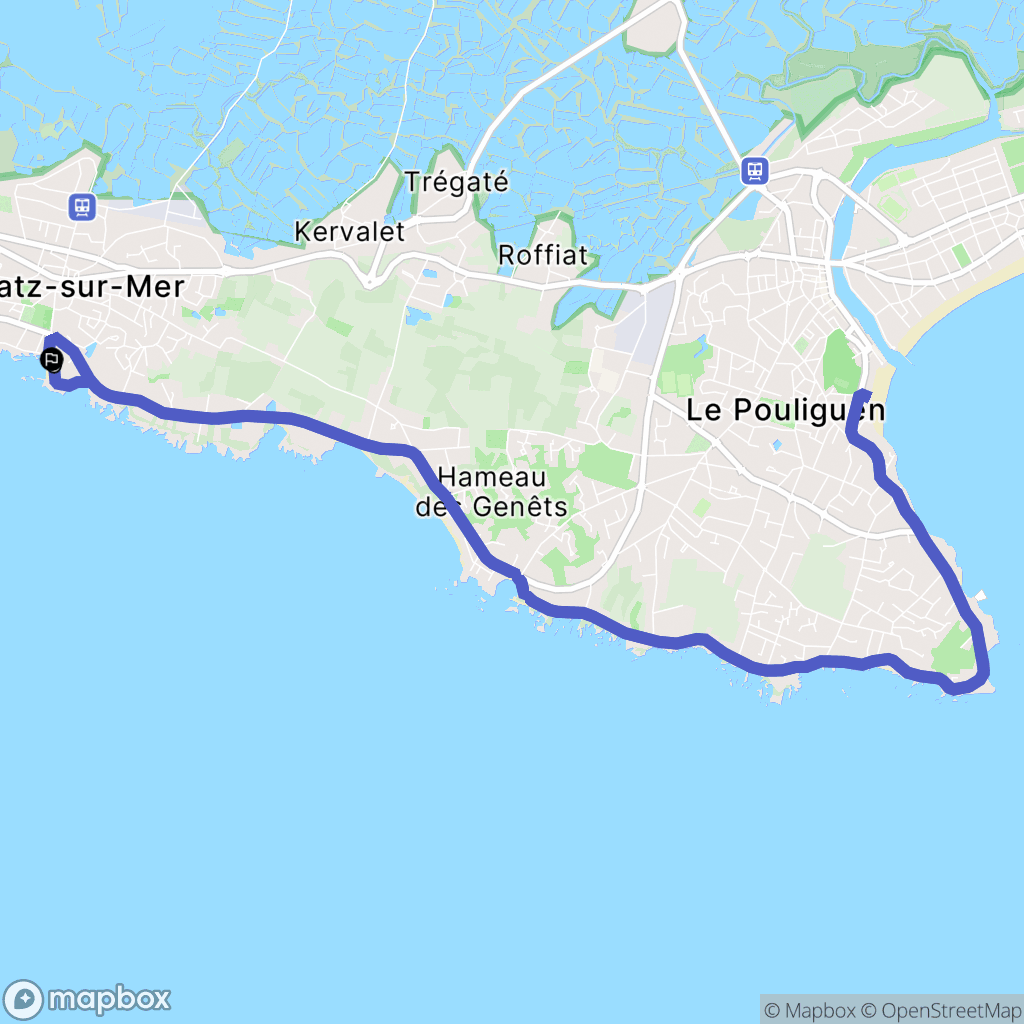 Batz-sur-Mer : carte du parcours de randonnée - France