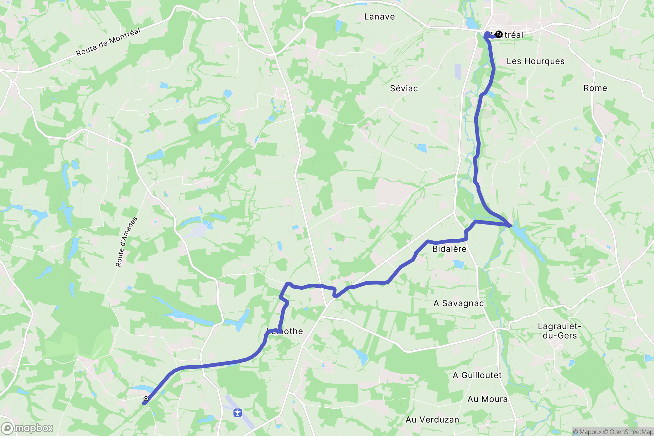 Eauze : carte du parcours de randonnée - France