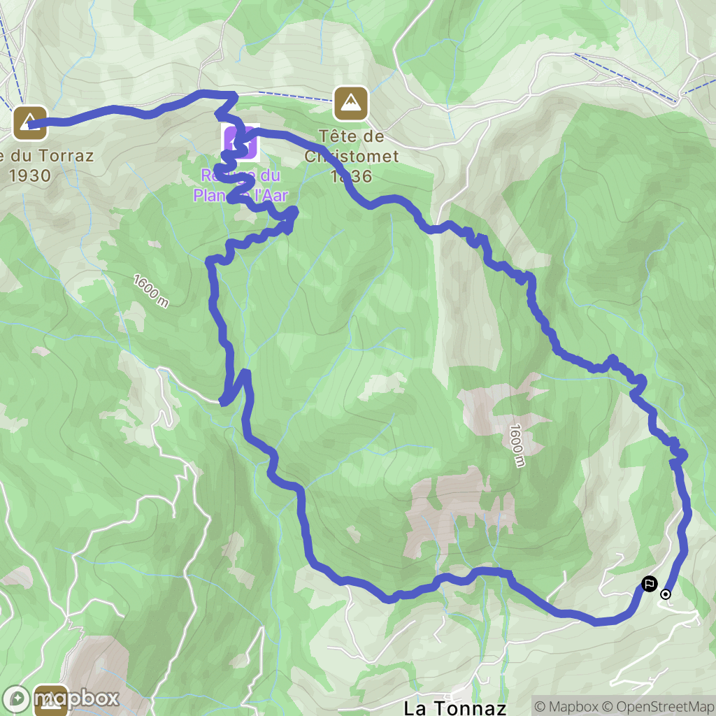 Praz-sur-Arly : carte du parcours de randonnée - France