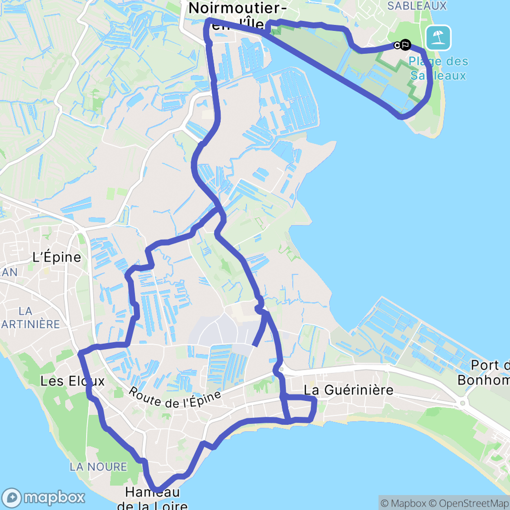 Noirmoutier-en-l'Île : carte du parcours de randonnée - France