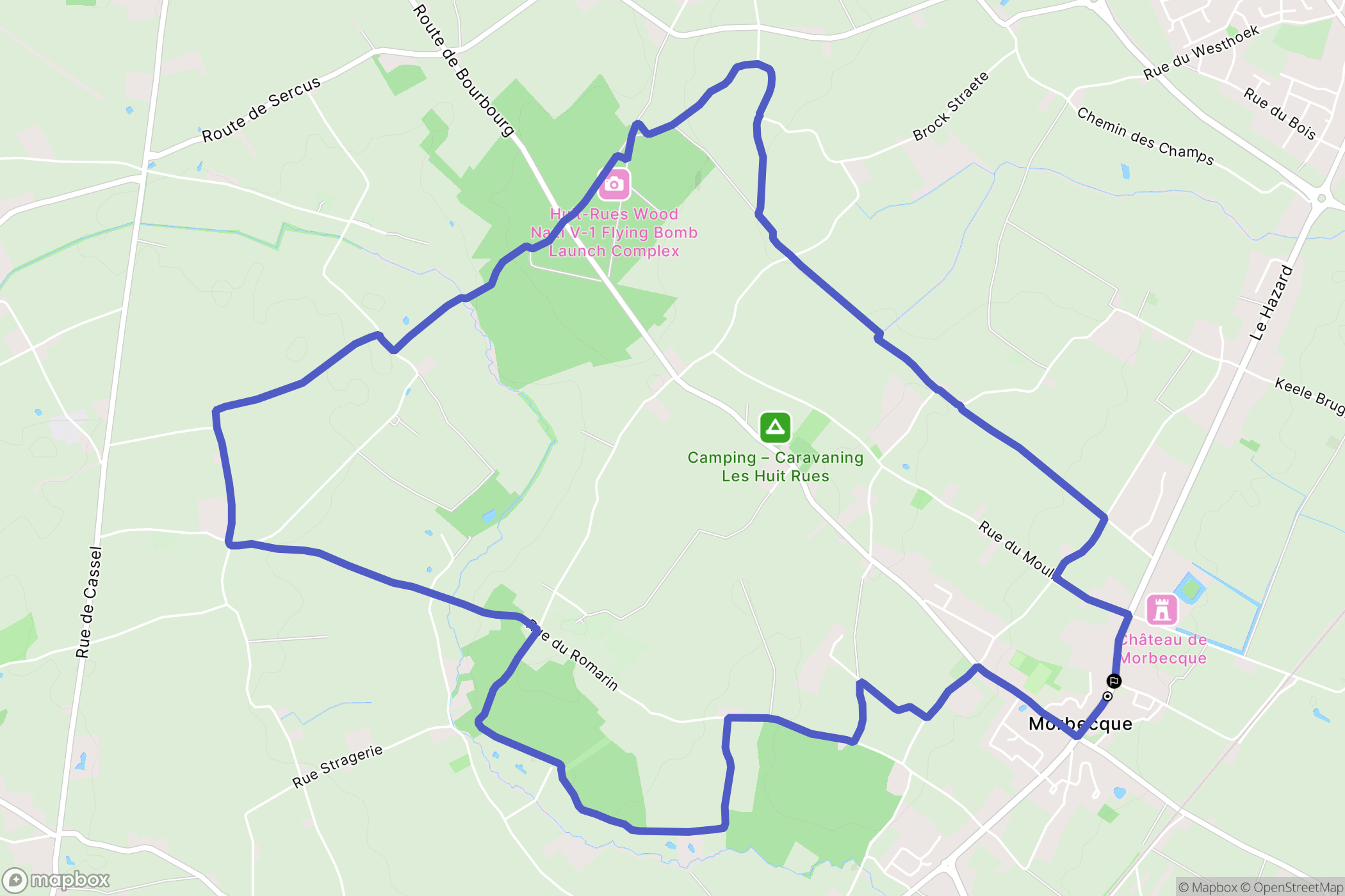 Morbecque : carte du parcours de randonnée - France