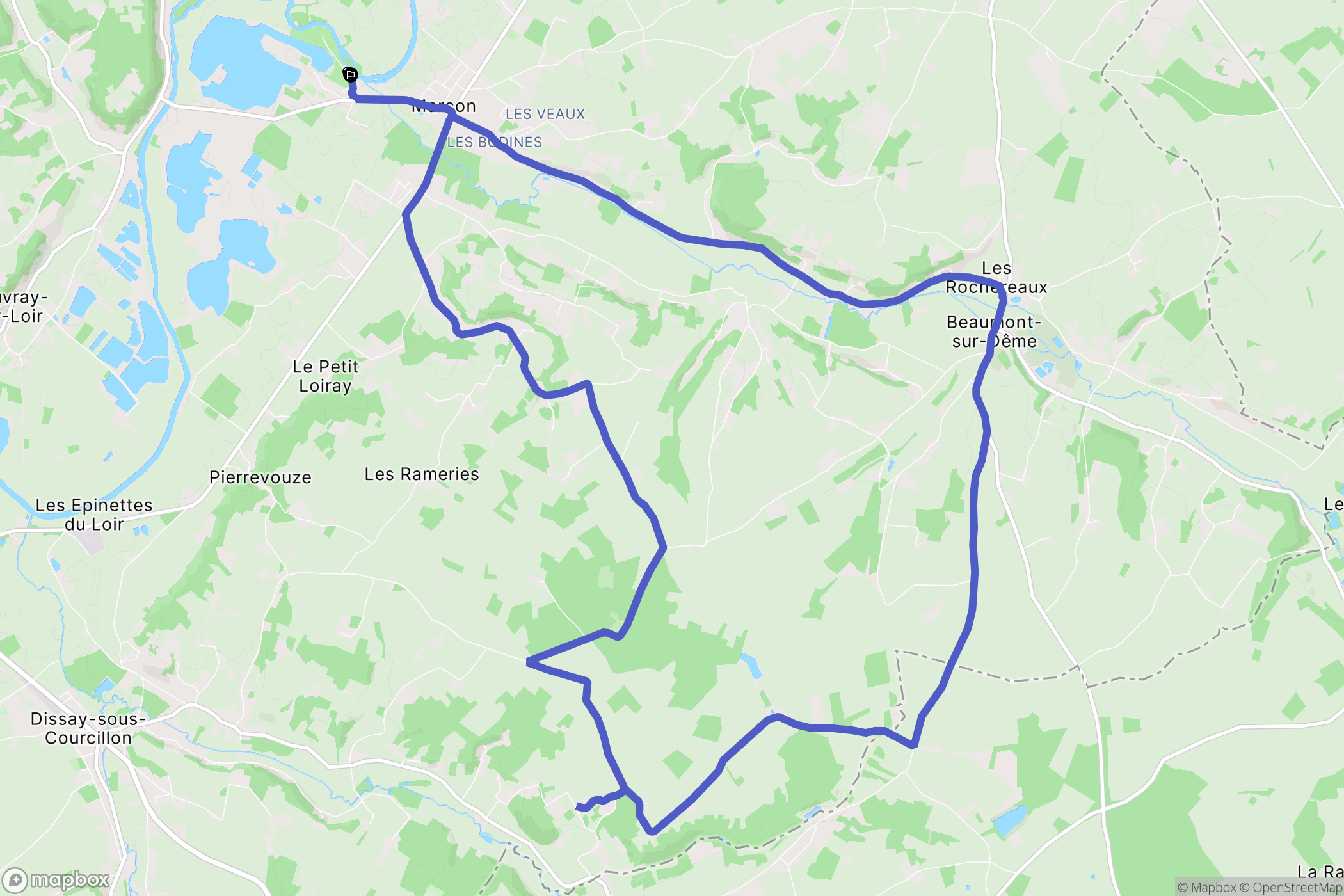 Marçon : carte du parcours de randonnée - France