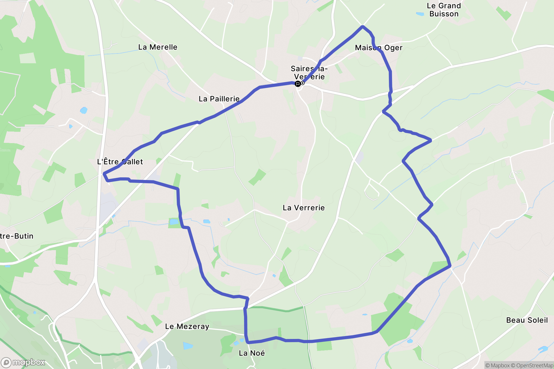 Saires-la-Verrerie : carte du parcours de randonnée - France