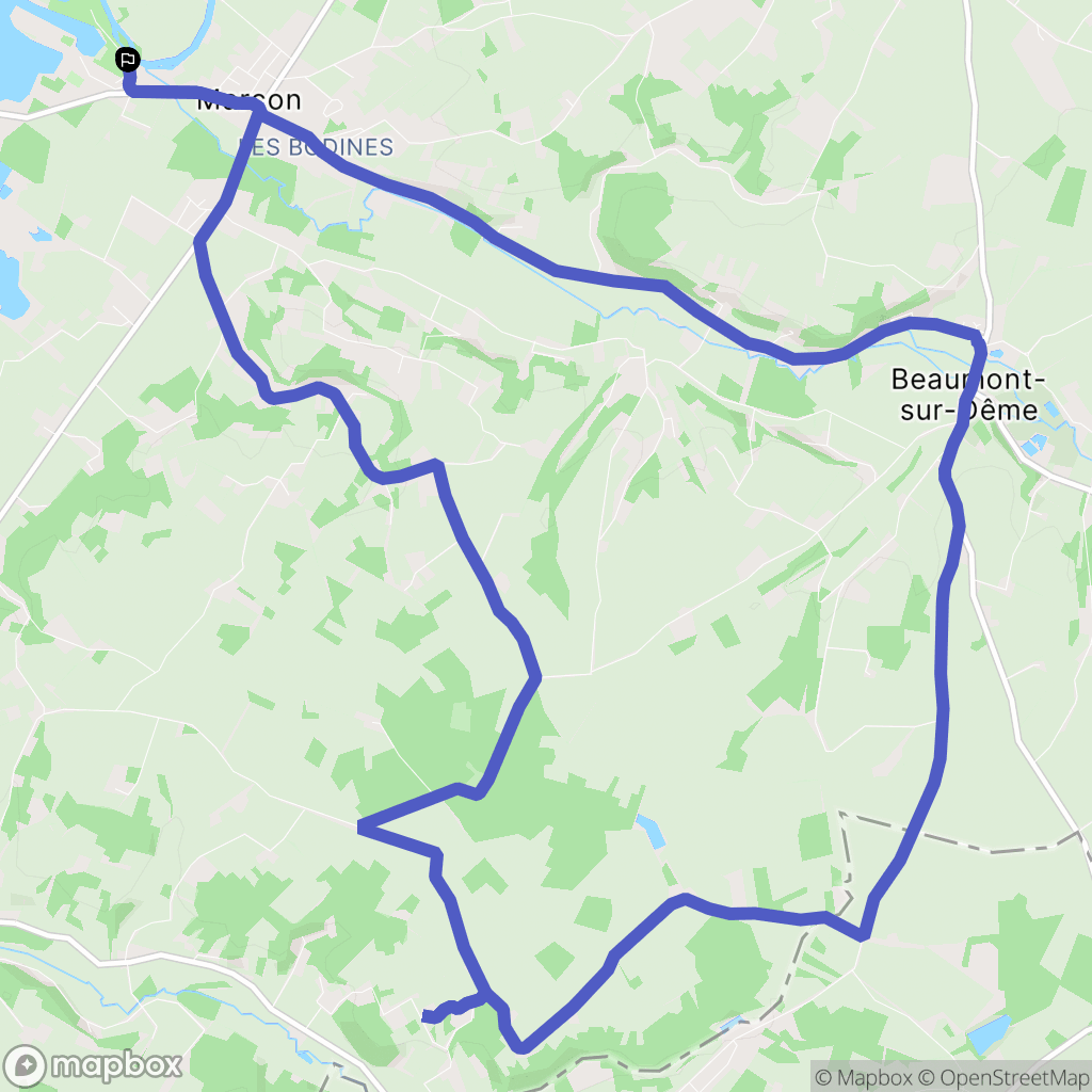 Marçon : carte du parcours de randonnée - France