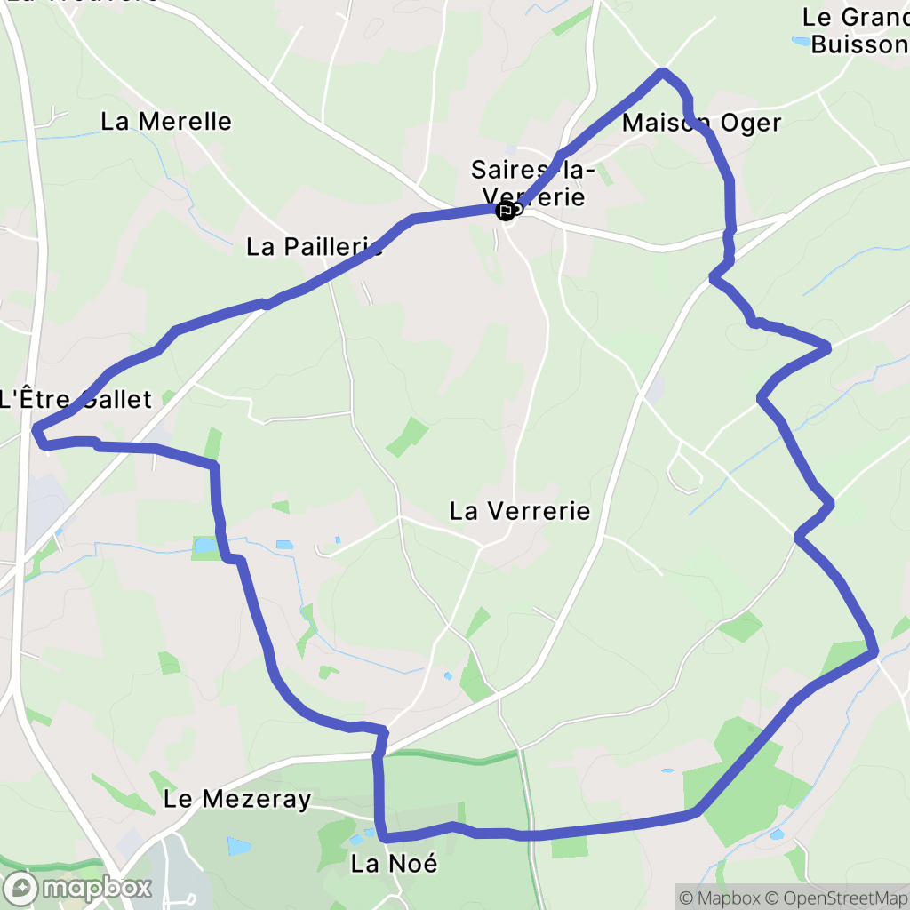 Saires-la-Verrerie : carte du parcours de randonnée - France