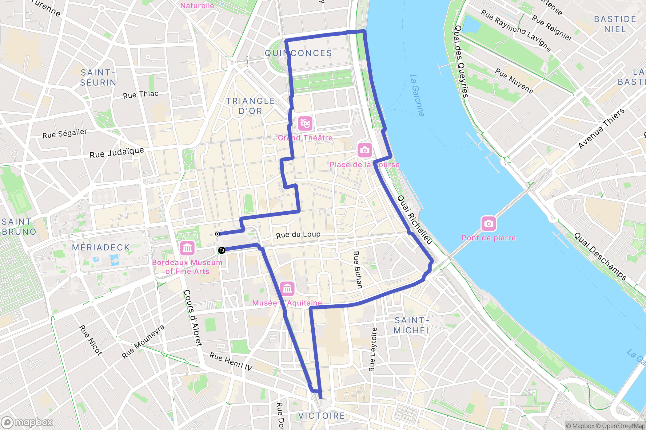 Bordeaux : carte du parcours de randonnée - France
