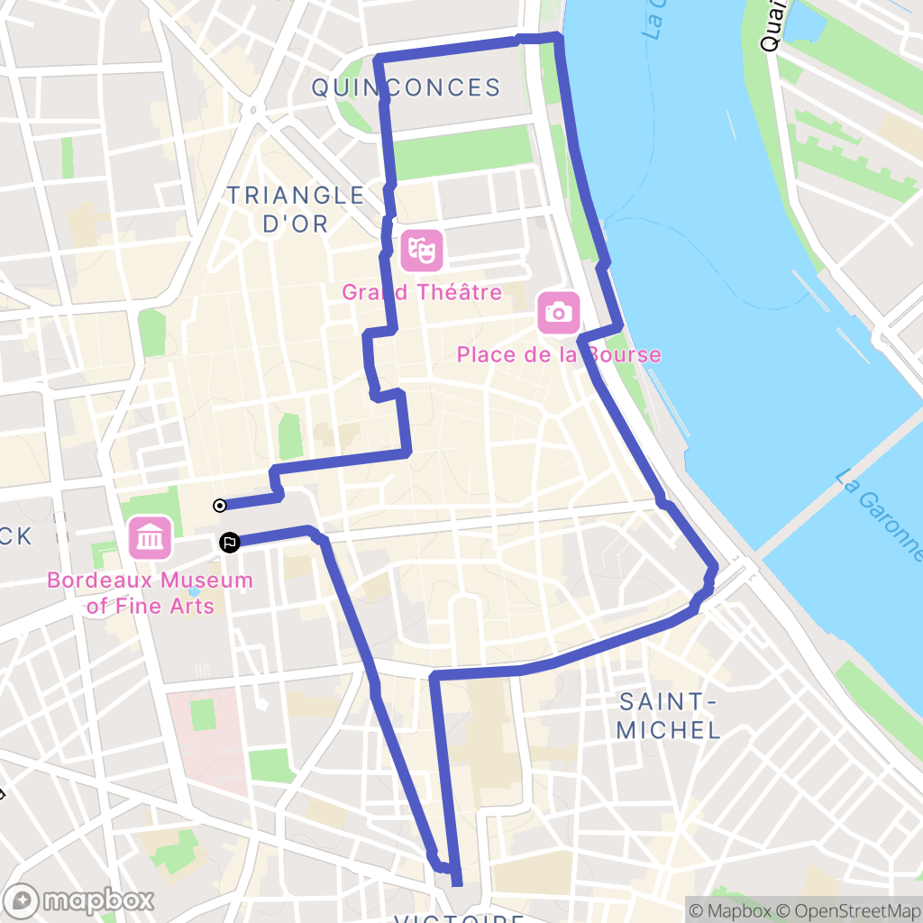 Bordeaux : carte du parcours de randonnée - France