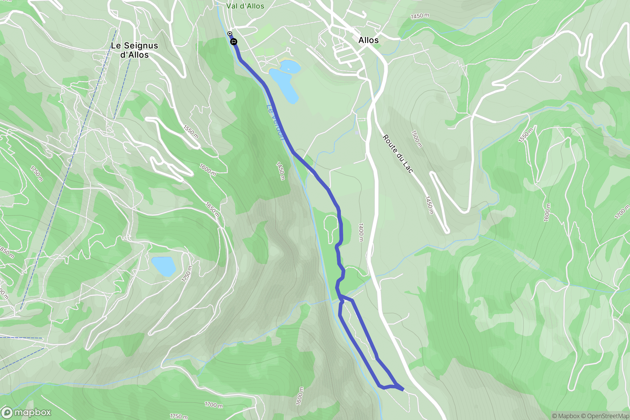 Allos : carte du parcours de randonnée - France