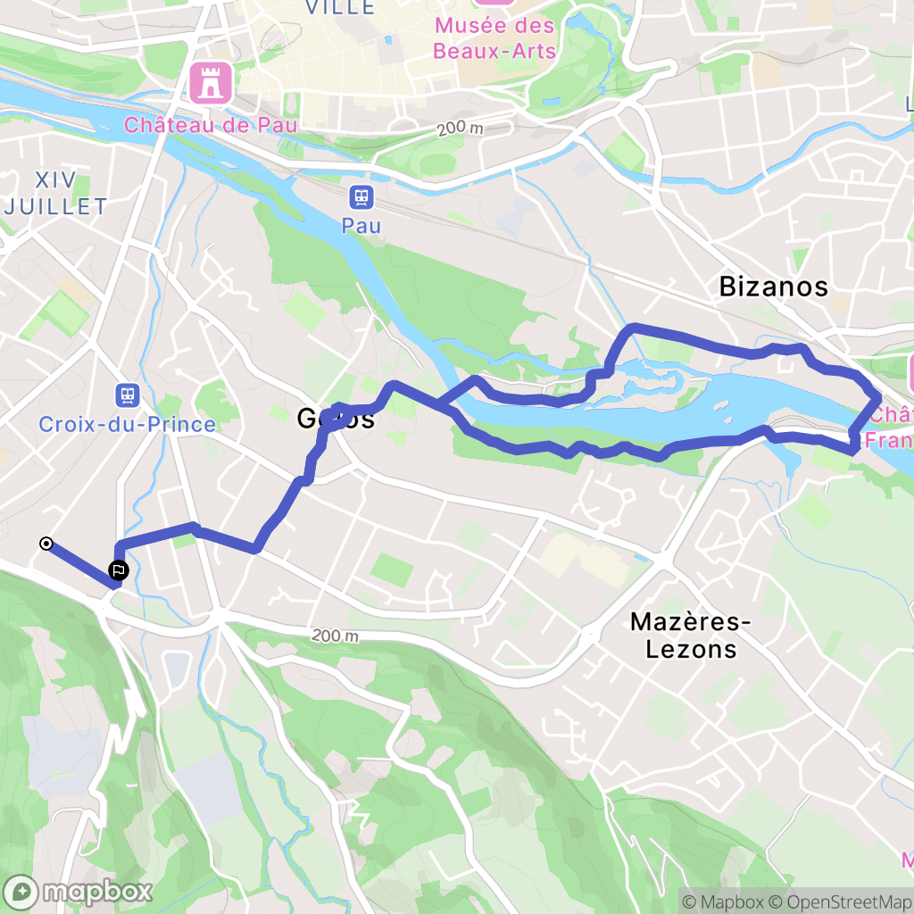 Jurançon : carte du parcours de randonnée - France