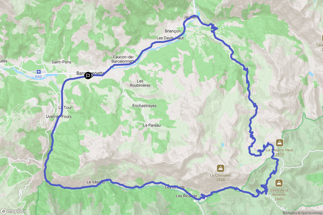 Barcelonnette : carte du parcours de randonnée - France
