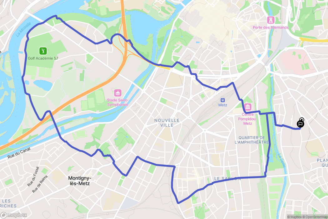 Metz : carte du parcours de randonnée - France