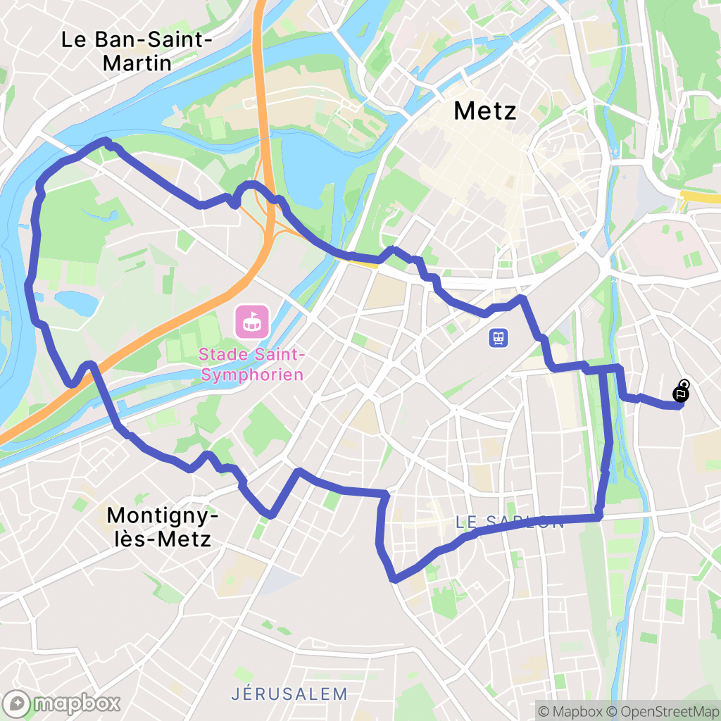 Metz : carte du parcours de randonnée - France