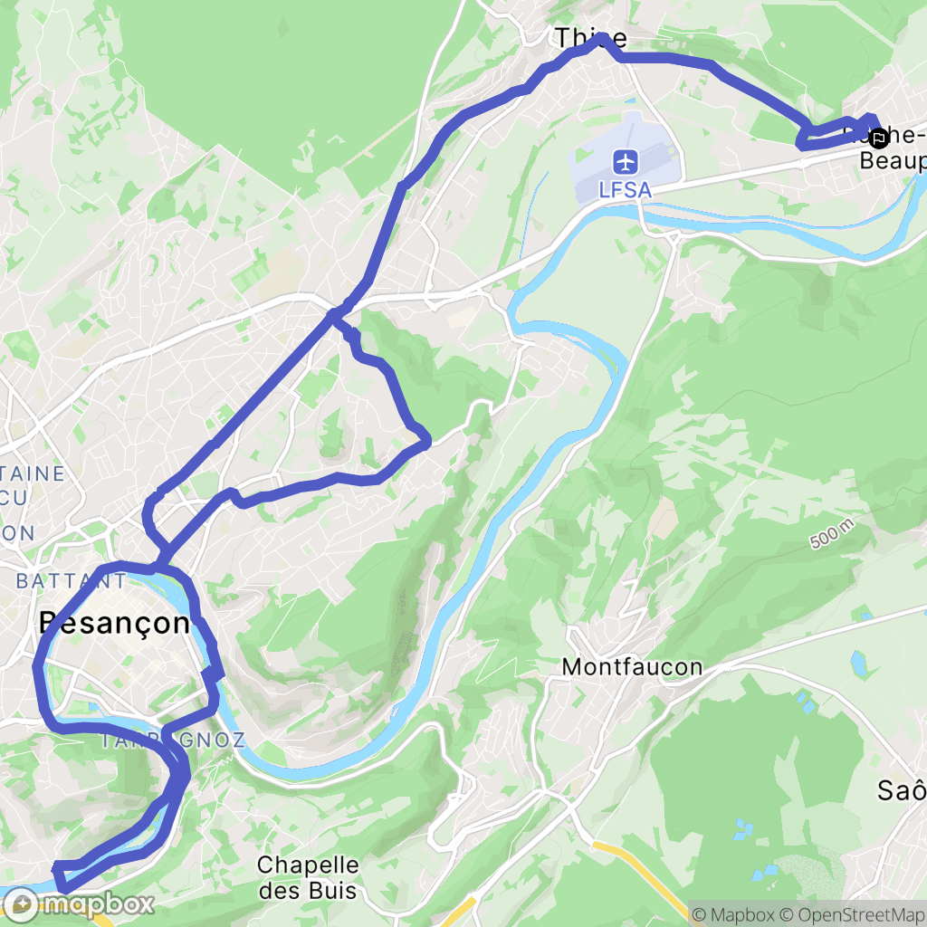 Roche-lez-Beaupré : carte du parcours de randonnée - France