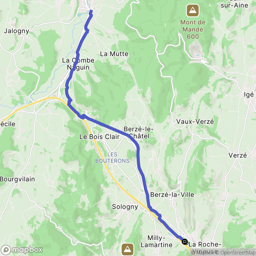 La Roche-Vineuse : carte du parcours de randonnée - France