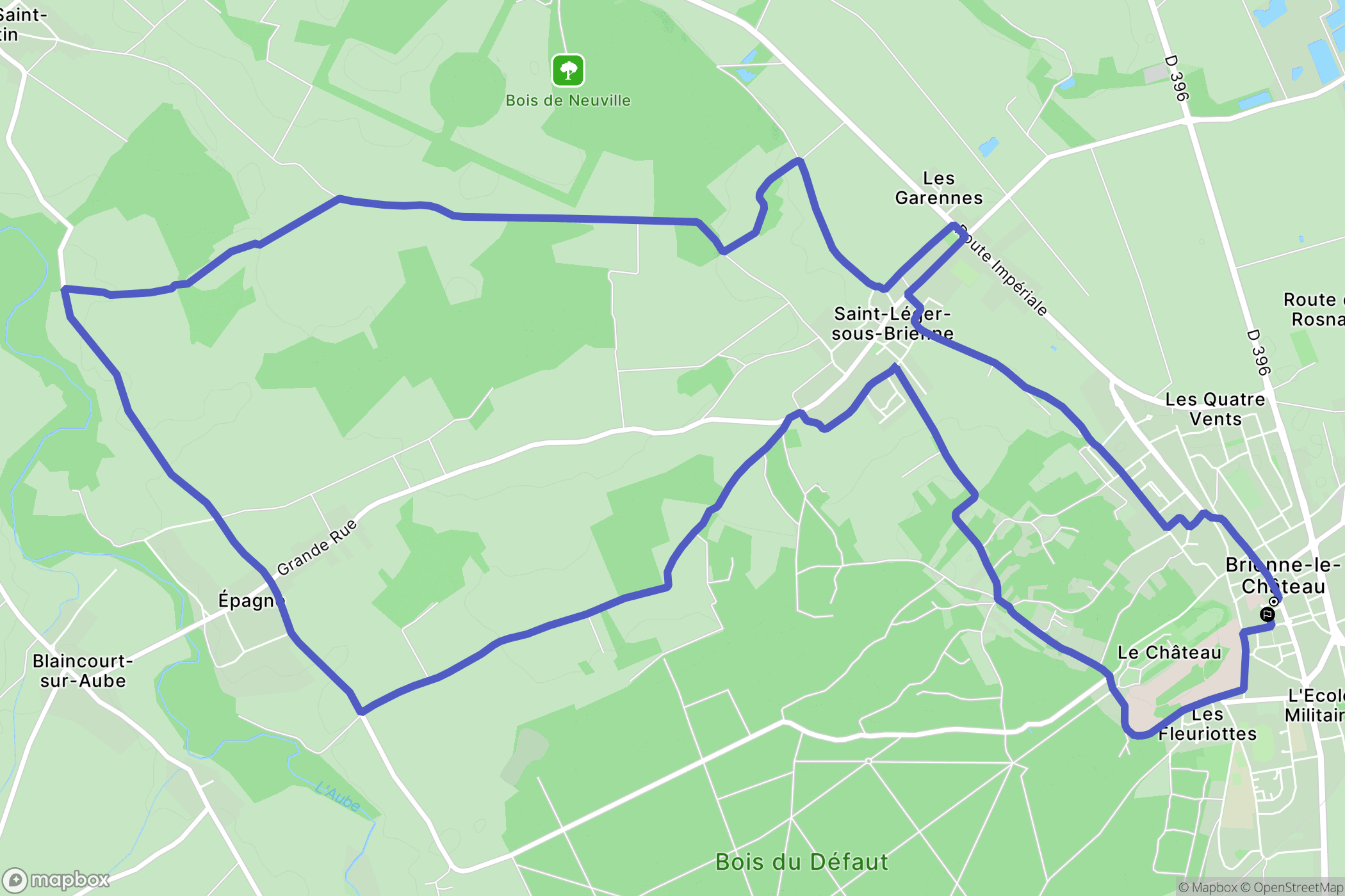 Brienne-le-Château : carte du parcours de randonnée - France