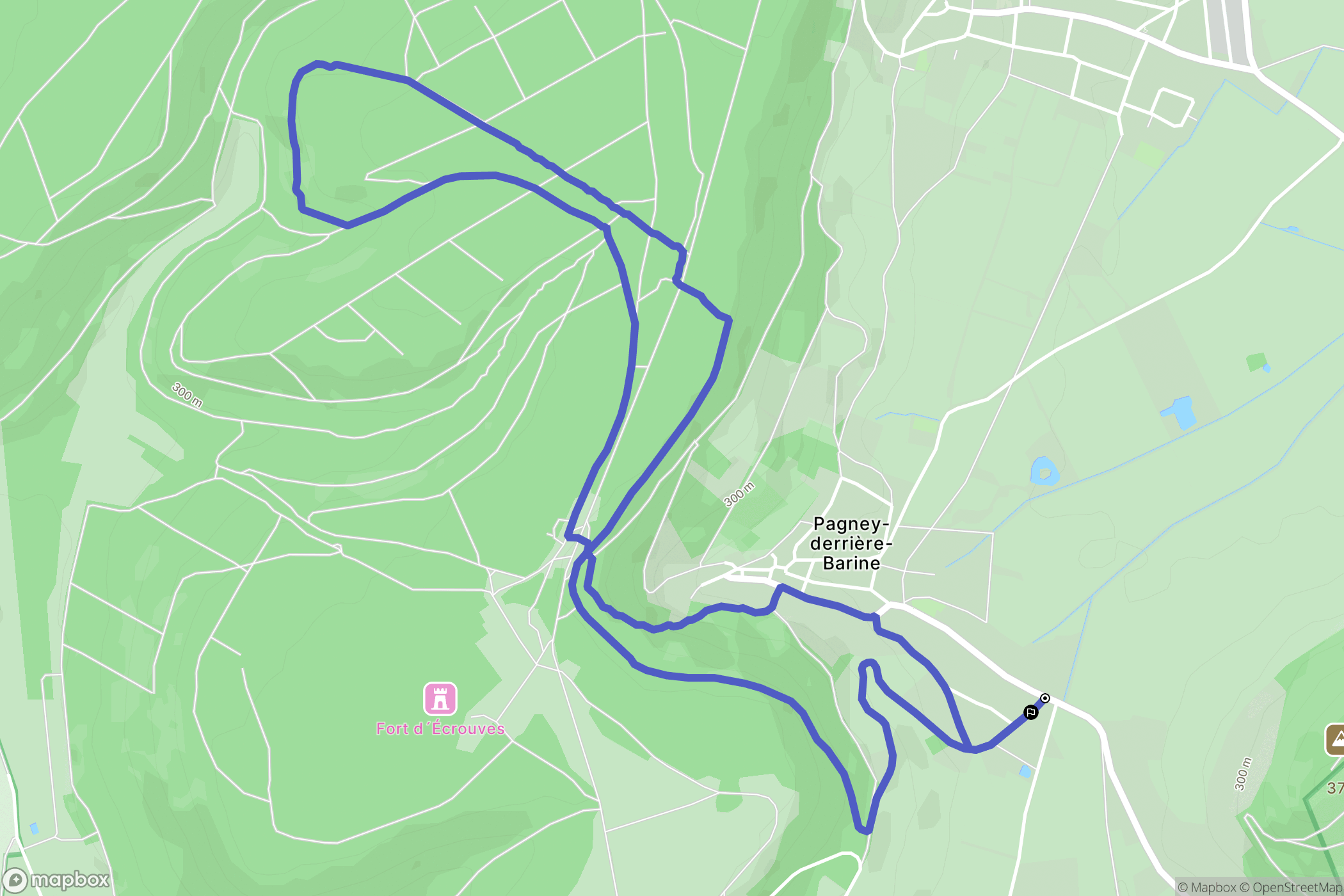 Pagney-derrière-Barine : carte du parcours de randonnée - France