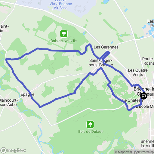 Brienne-le-Château : carte du parcours de randonnée - France