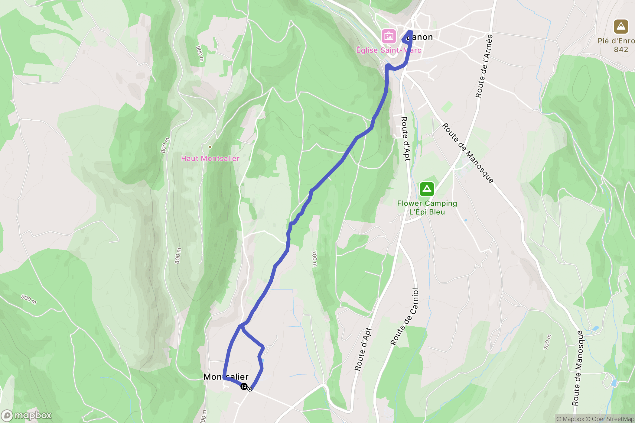 Montsalier : carte du parcours de randonnée - France