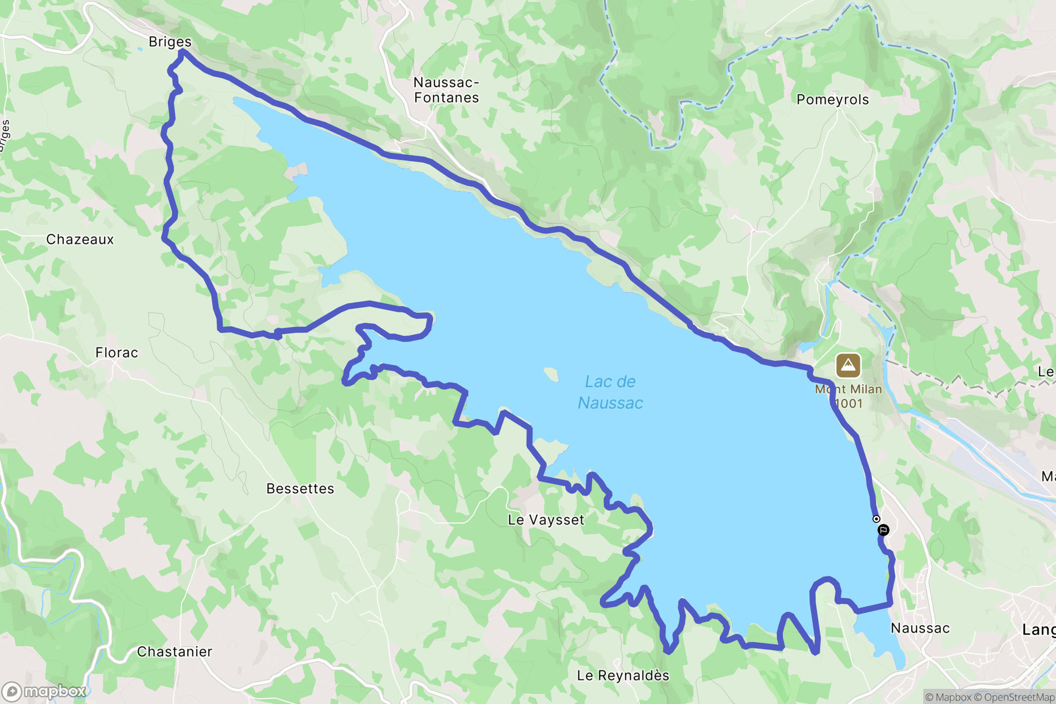 Langogne : carte du parcours de randonnée - France