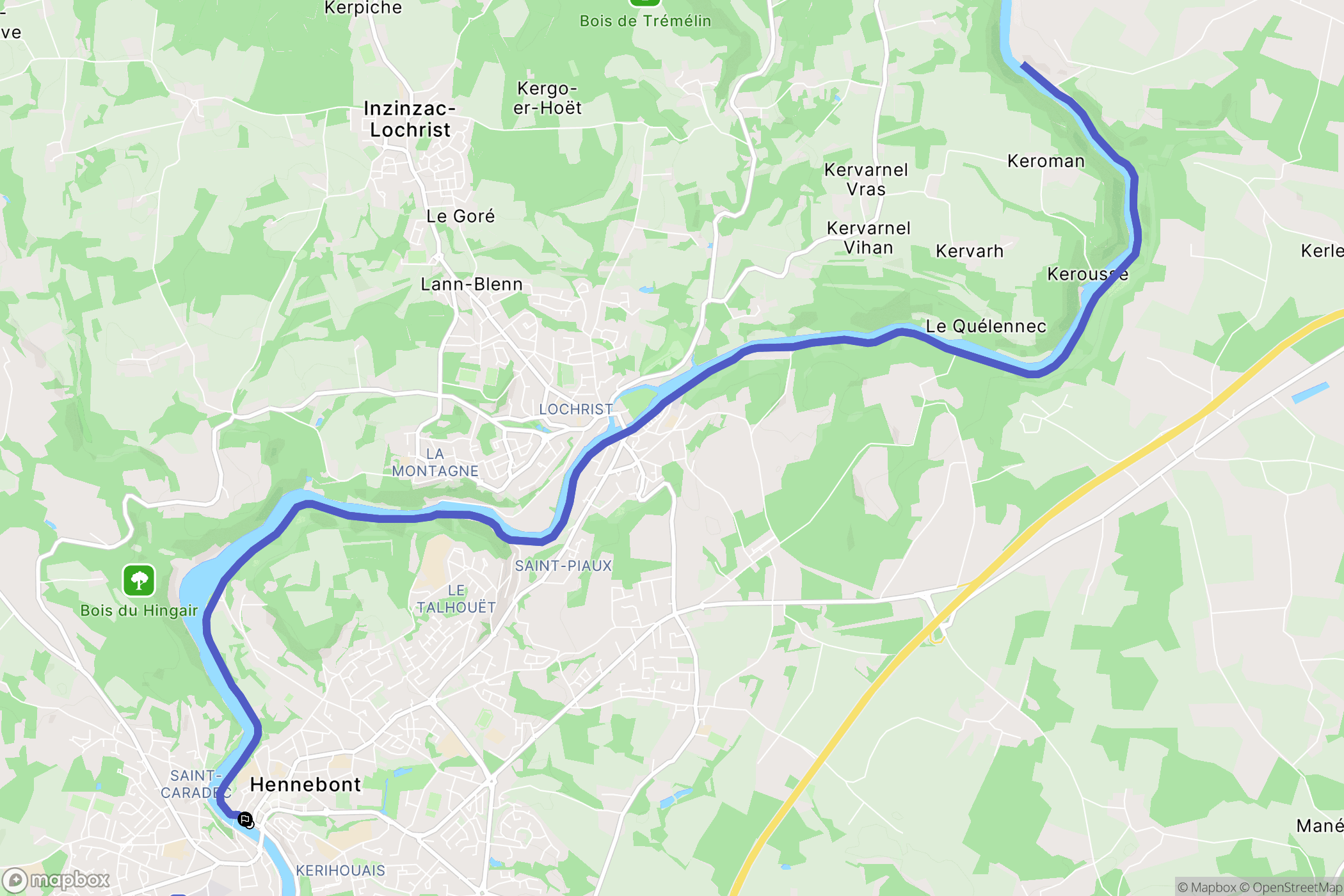 Hennebont : carte du parcours de randonnée - France