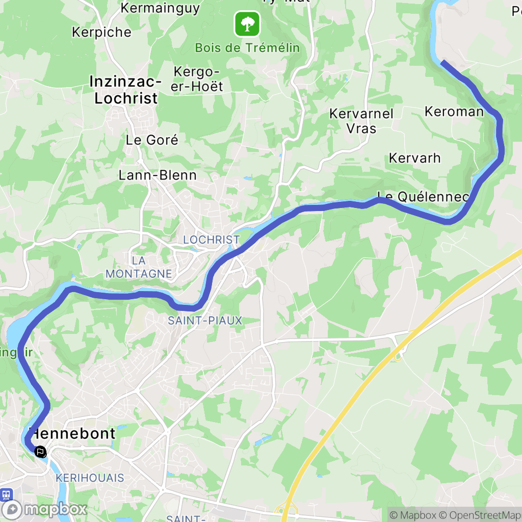 Hennebont : carte du parcours de randonnée - France