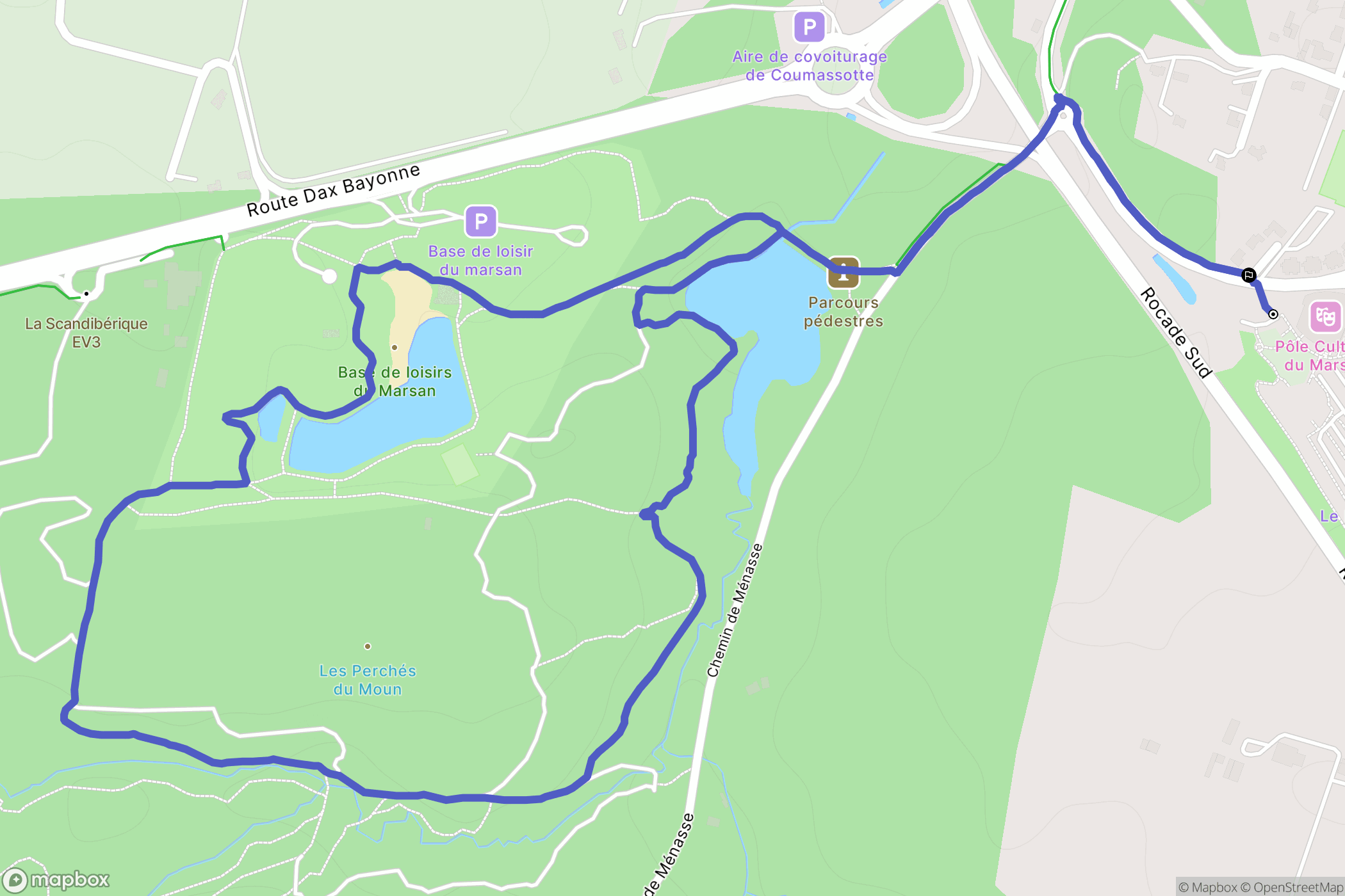 Mont de Marsan : carte du parcours de randonnée - France