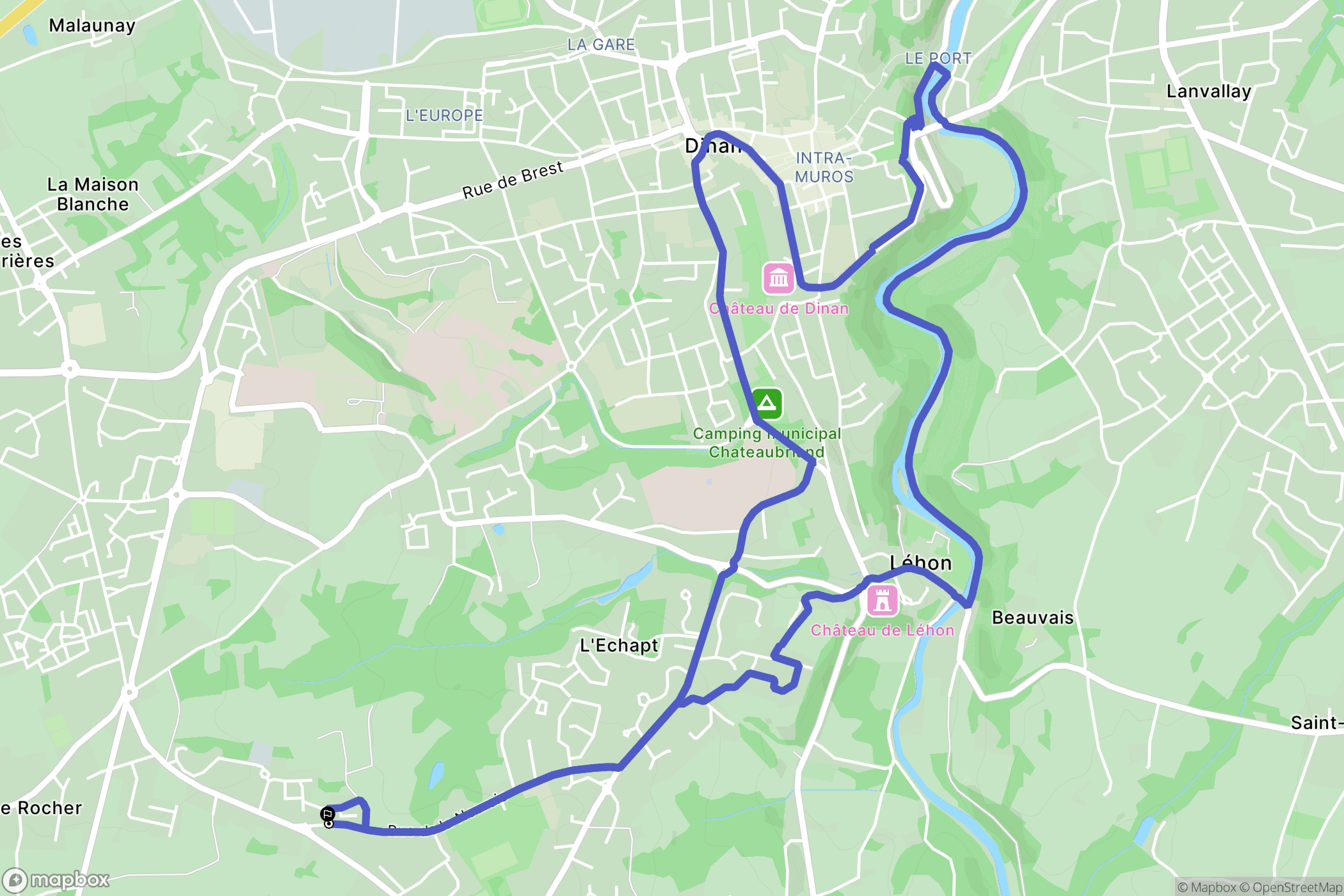 Dinan : carte du parcours de randonnée - France