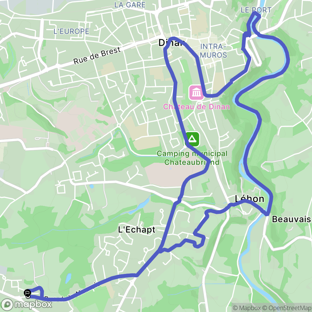 Dinan : carte du parcours de randonnée - France