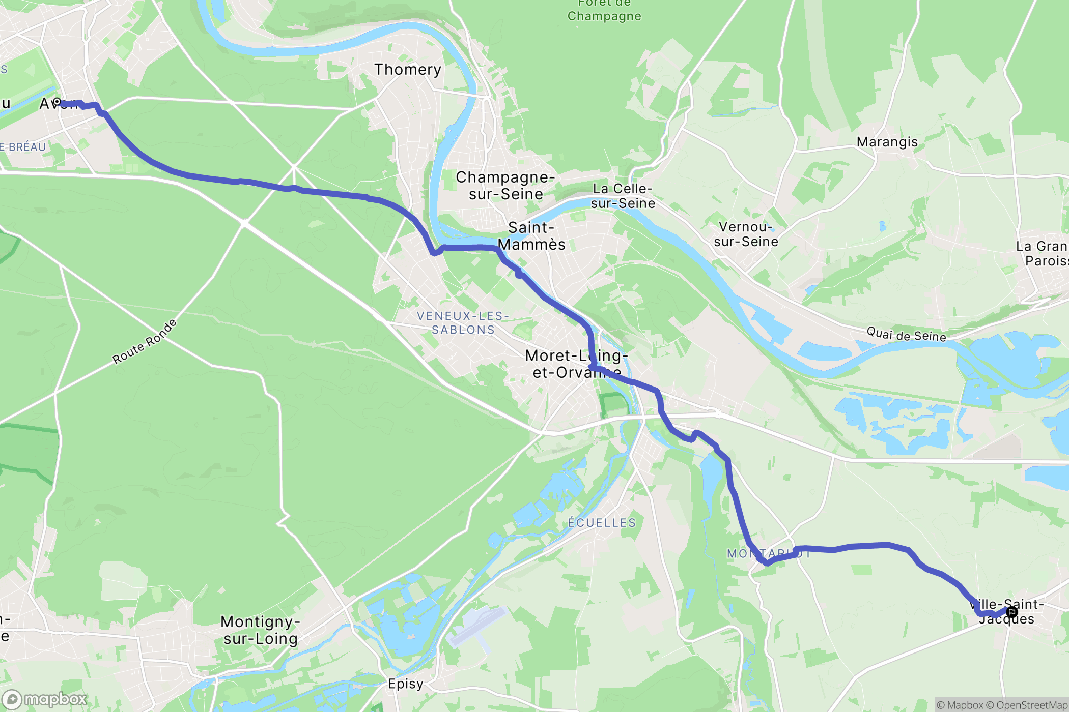Avon : carte du parcours de randonnée - France