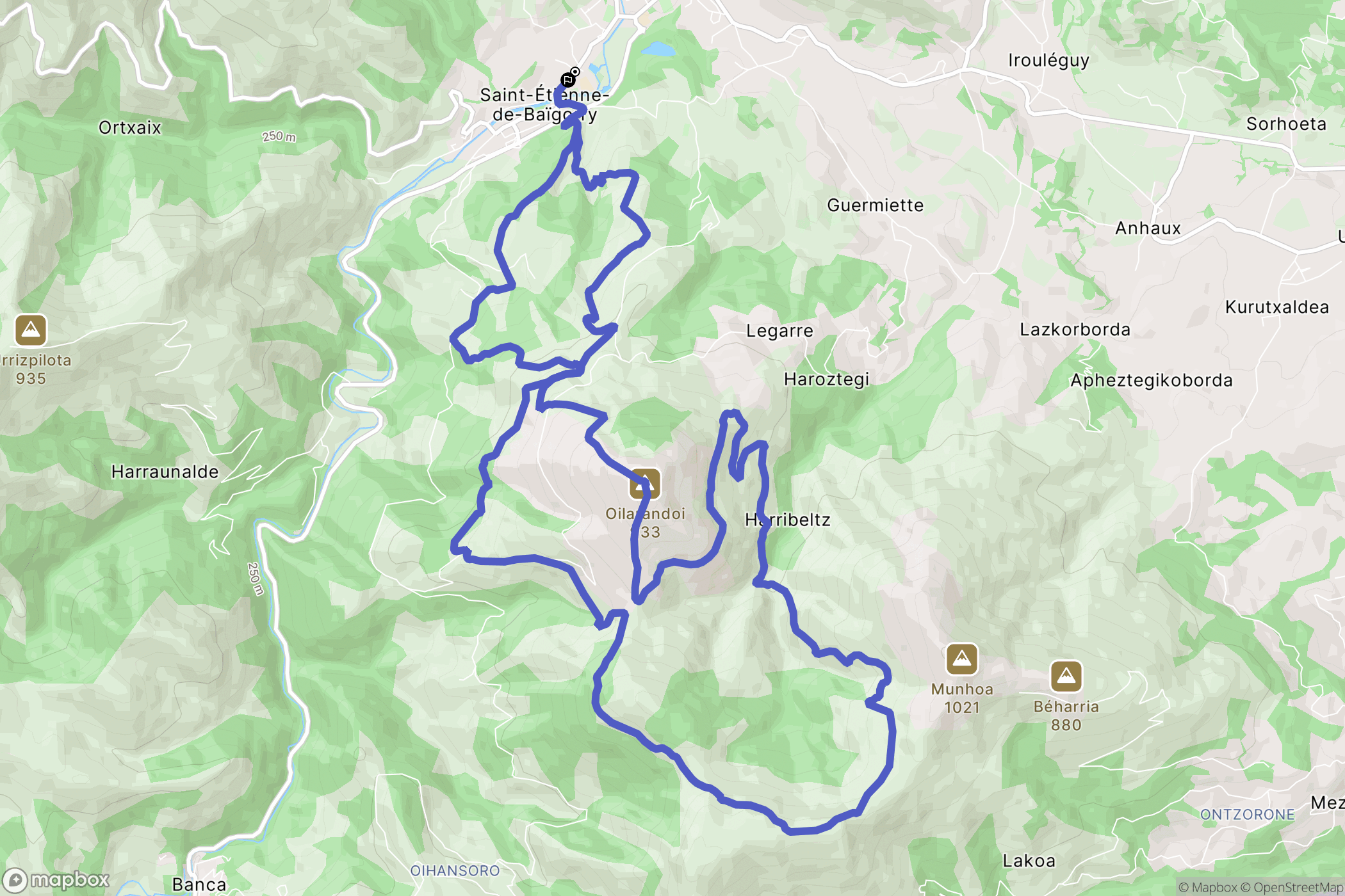 Saint-Étienne-de-Baïgorry : carte du parcours de randonnée - France
