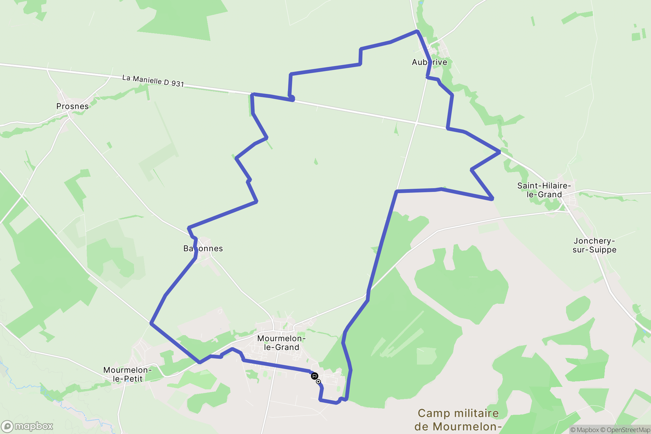 Mourmelon-le-Grand : carte du parcours de randonnée - France