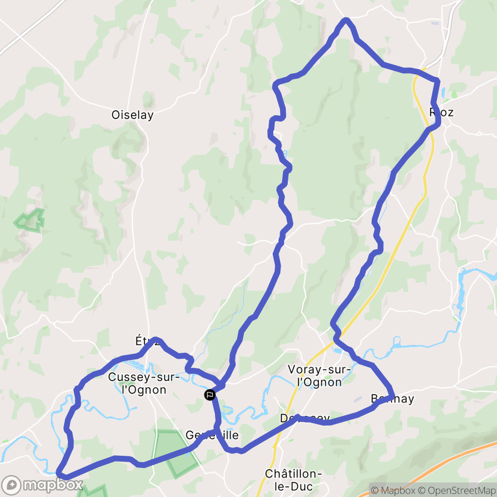 Bussières : carte du parcours de randonnée - France