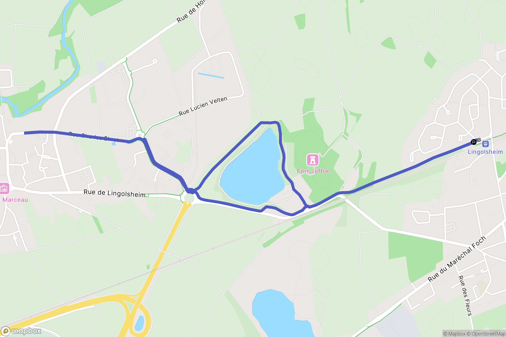 Lingolsheim : carte du parcours de randonnée - France