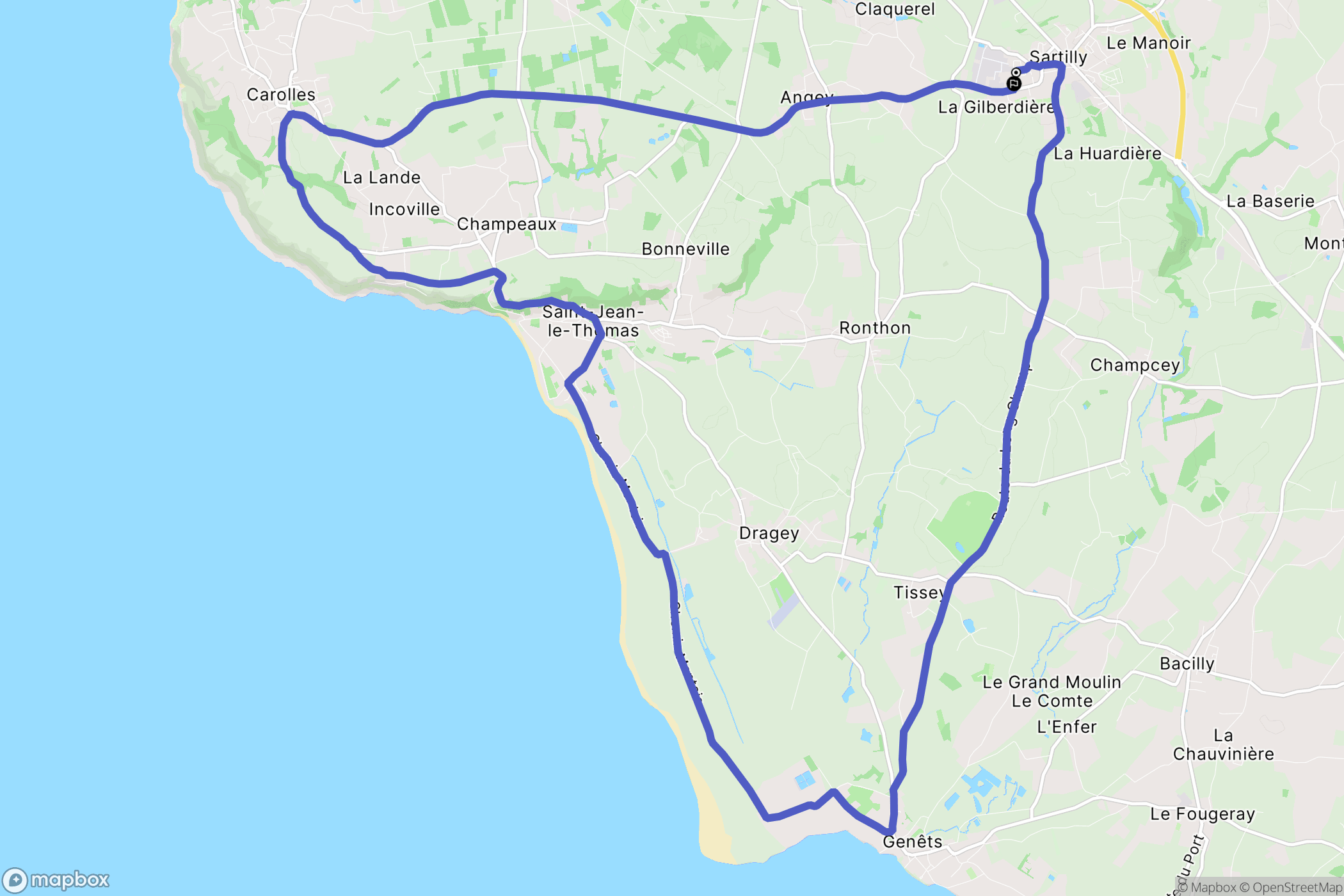 Sartilly-Baie-Bocage : carte du parcours de randonnée - France