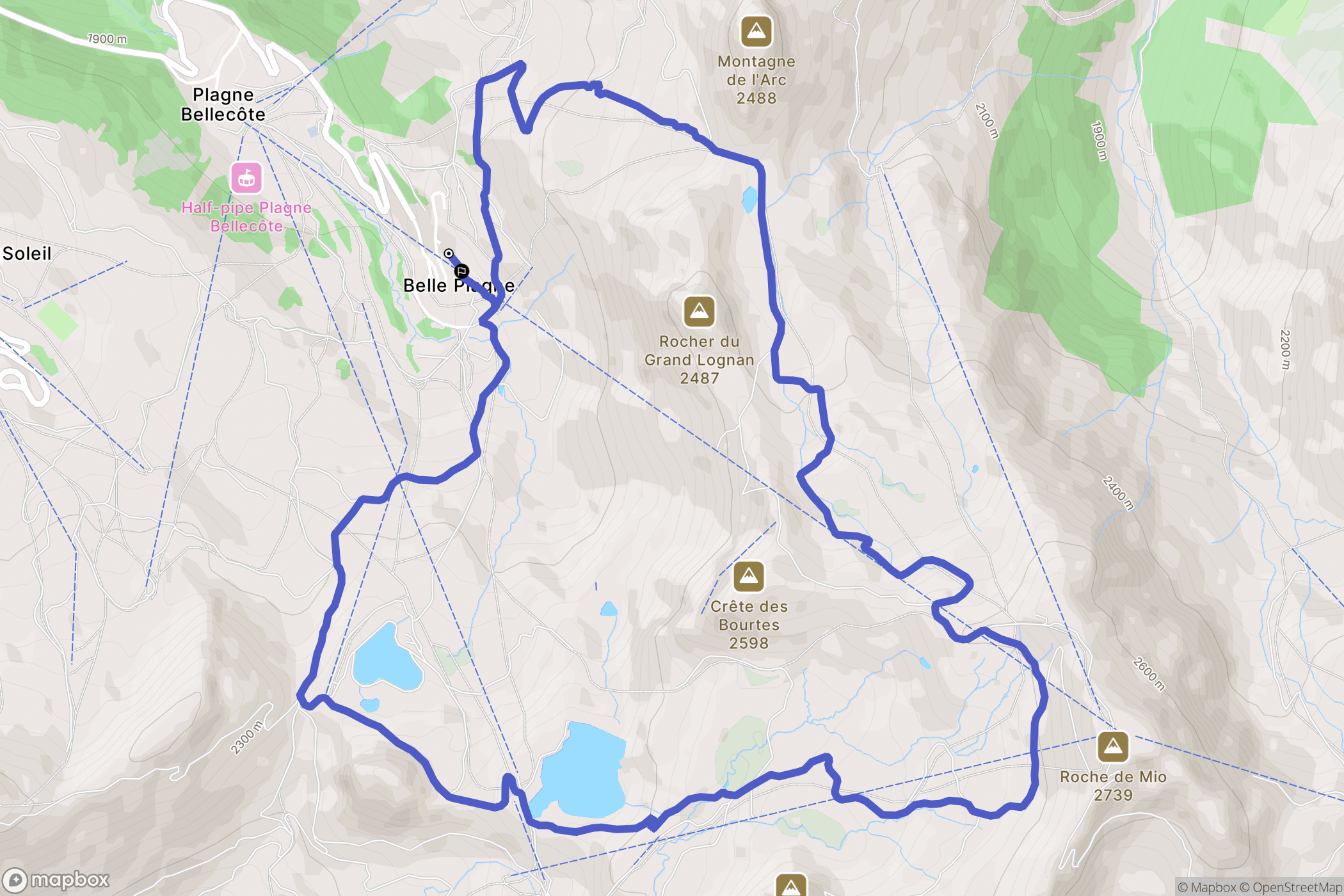La Plagne-Tarentaise : carte du parcours de randonnée - France