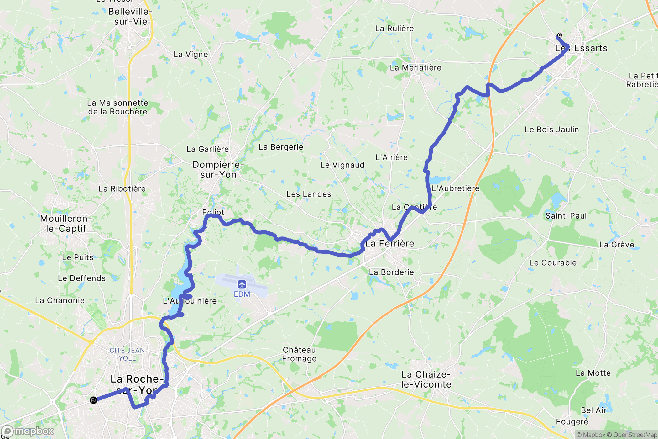 Essarts-en-Bocage : carte du parcours de randonnée - France